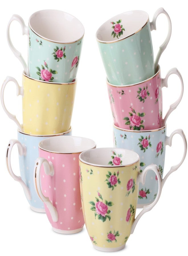 Brew To A Tea BTaT- Royal Coffee Mugs, 12 oz, Set of 8, Porcelain Bone China, Tea Mug, Large Coffee Mugs for Coffee Cups Set, Tea Cups - Image 1